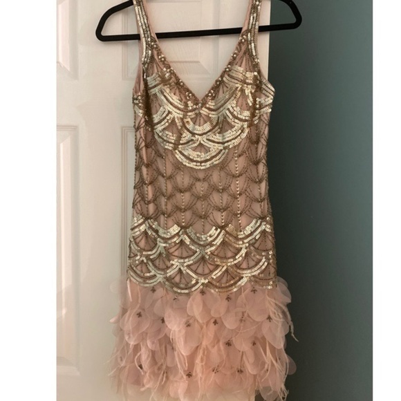 Sue Wong 1920’s Sequin and Feathers  Flapper Dress - Picture 3 of 12